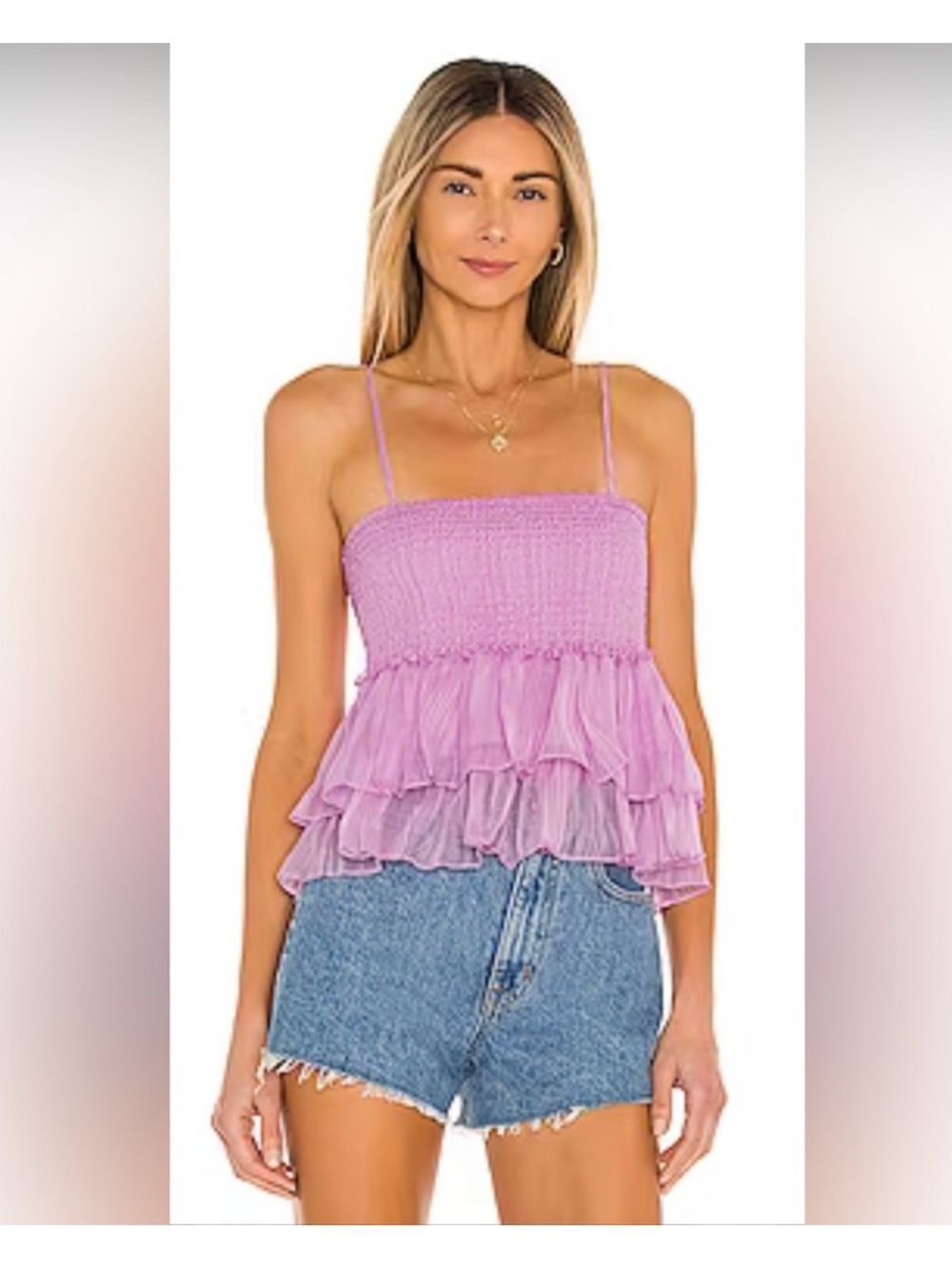 BB Dakota Women's Smock Signals Camisole Tank Top in Lilac Size Small